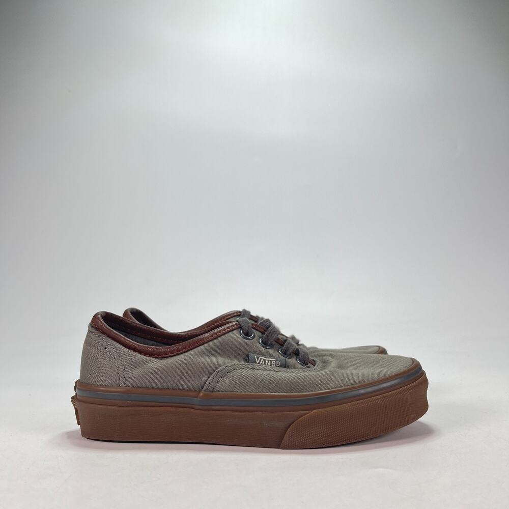 Vans Era Pewter Grey Brown Gum Canvas Authentic Low Top Skate Shoes Kids Sz 13.5